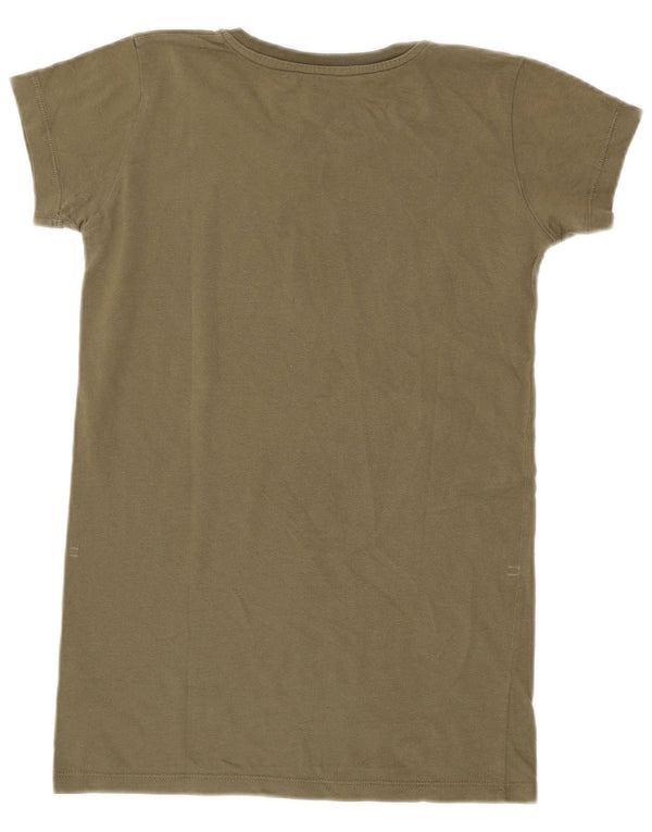Calvin Klein Jeans Womens Graphic T-Shirt Top UK 10 Small Khaki