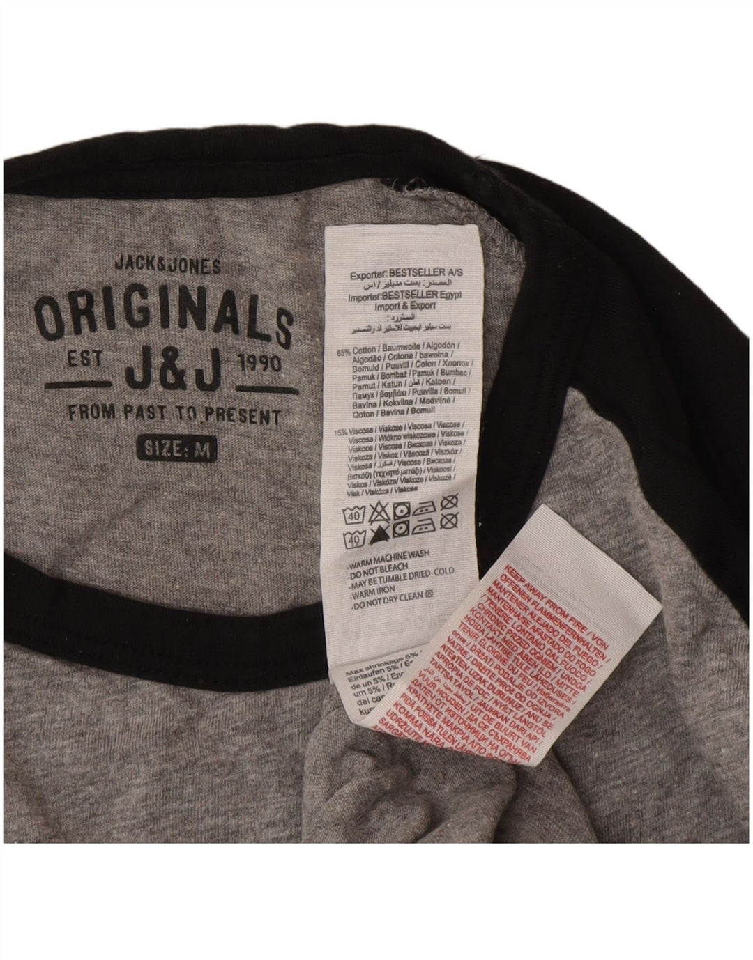 Jack & Jones Mens Top Long Sleeve Medium Grey Cotton