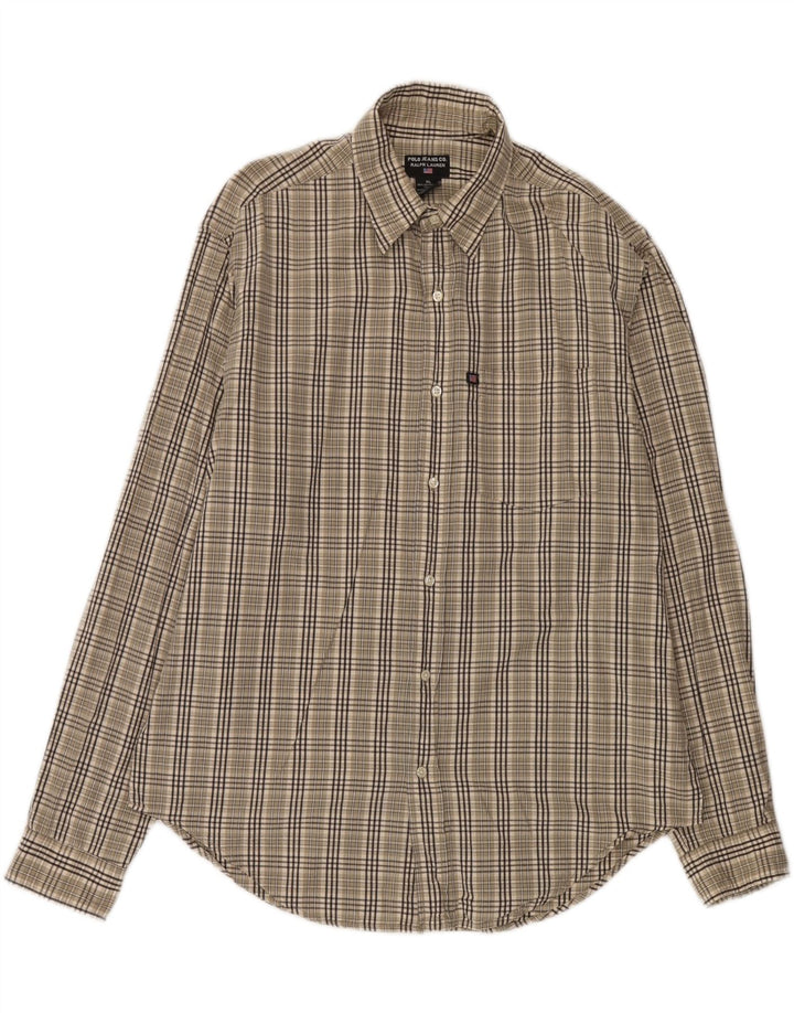 Ralph Lauren Mens Shirt XL Beige Check Cotton