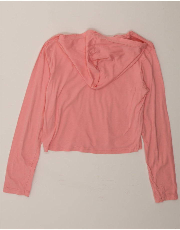 FILA Womens Graphic Crop Hoodie Jumper UK 12 Medium Pink Cotton Vintage Fila and Second-Hand Fila from Messina Hembry 