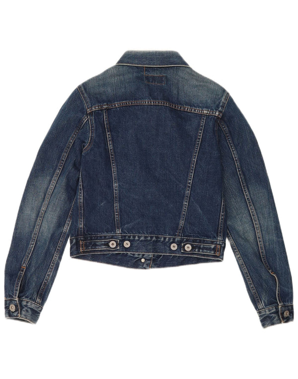 Replay Womens Crop Denim Jacket UK 12 Medium Blue Cotton