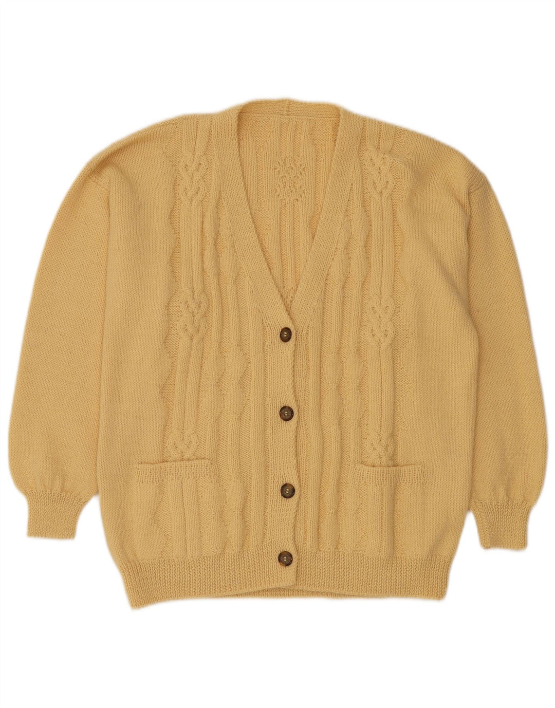 Vintage Womens Cardigan Sweater UK 16 Large Yellow
