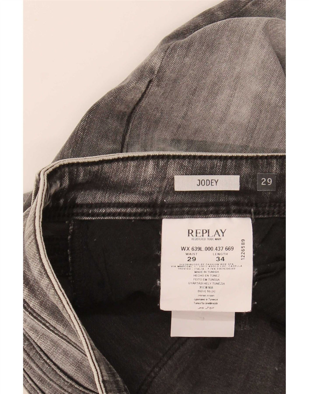 Replay Womens Jodey Slim Jeans W29 L29 Grey Cotton