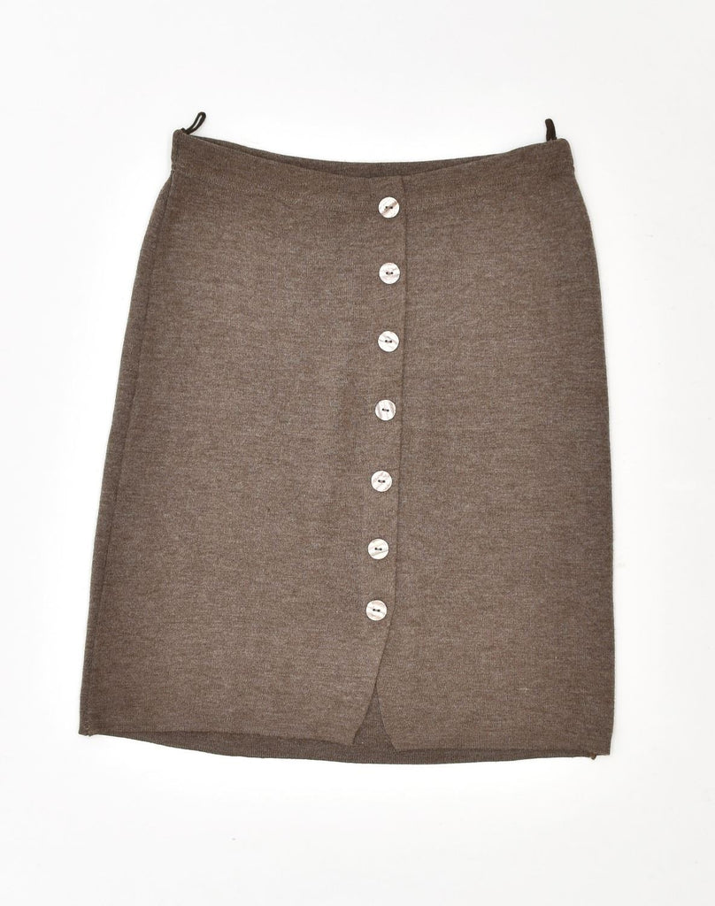 SILHOUETTE Womens Mini Skirt UK 12 Medium W29 Brown Acrylic | Vintage | Thrift | Second-Hand | Used Clothing | Messina Hembry 