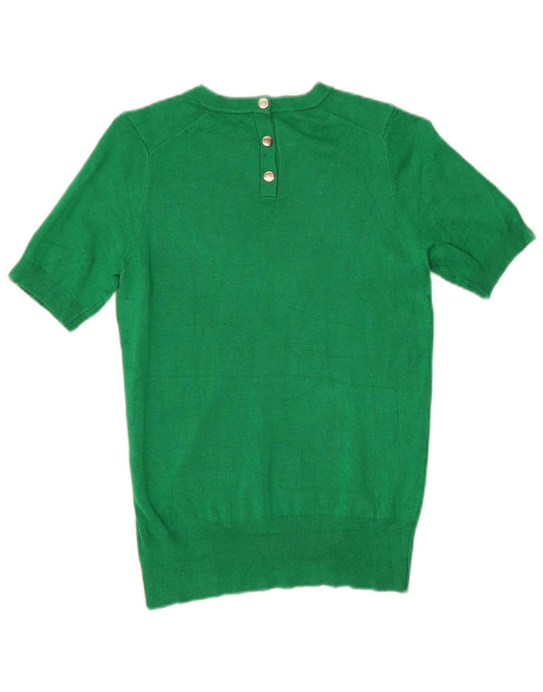 Zara Womens Short Sleeve Boat Neck Jumper Sweater UK 10 Small Green Viscose