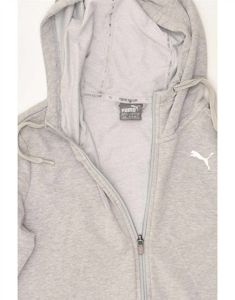 PUMA Womens Graphic Zip Hoodie Sweater UK 12 Medium Grey Cotton | Vintage Puma | Thrift | Second-Hand Puma | Used Clothing | Messina Hembry 