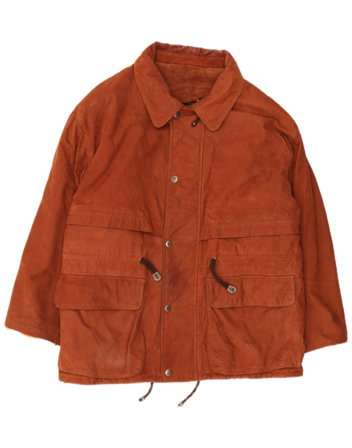 VINTAGE Mens Leather Jacket IT 52 XL Brown Leather