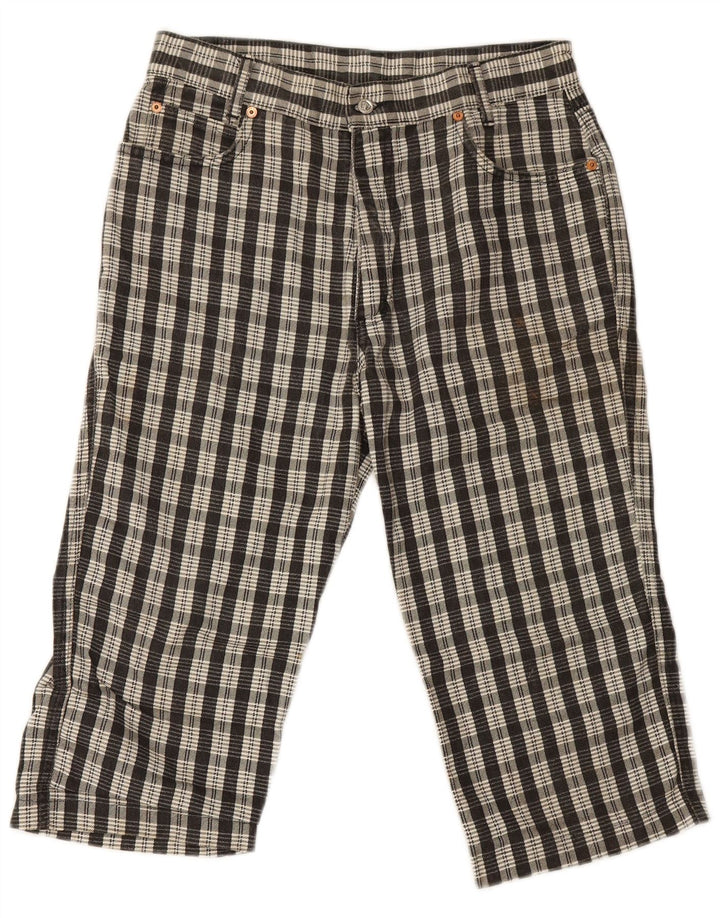 Pit Stop Womens Capri Trousers W32 L19 Black Check Cotton