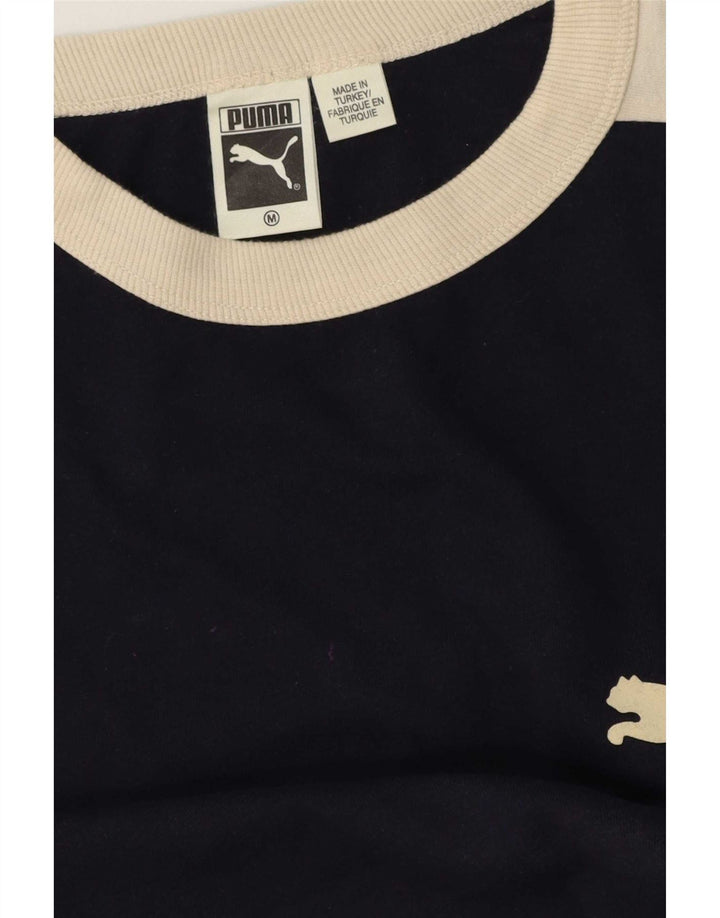 Puma Mens Top Long Sleeve Medium Navy Blue Colourblock Cotton