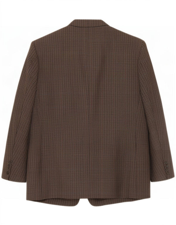 Wellington Mens 2 Button Blazer Jacket EU 48 4XL Brown Houndstooth Wool