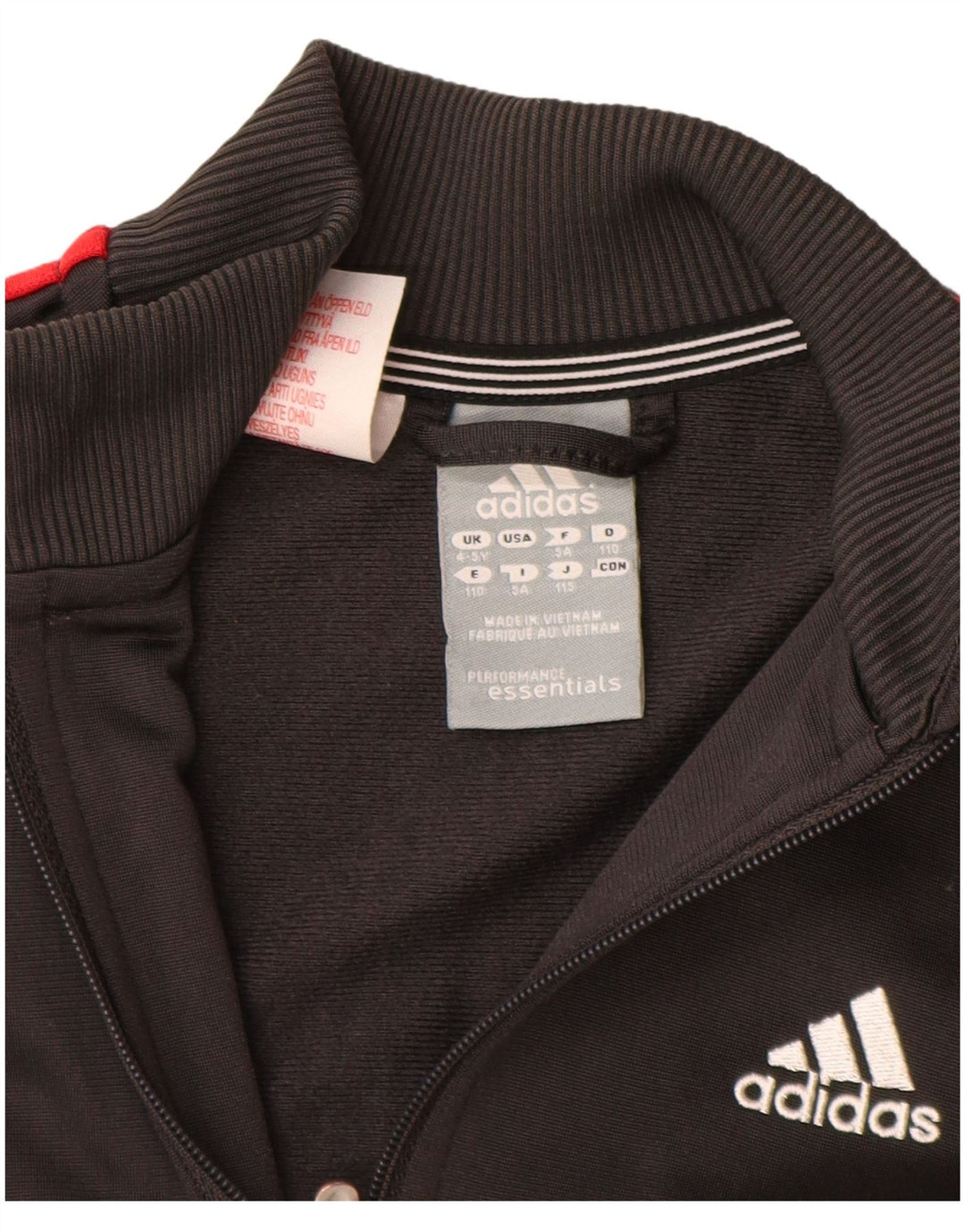 Adidas Boys Tracksuit Top Jacket 4-5 Years Grey Polyester