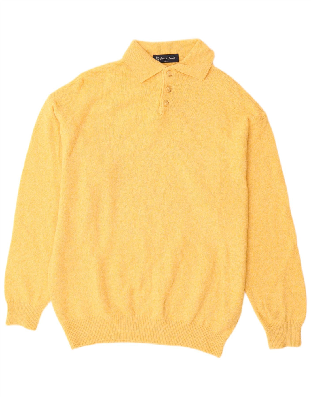 VINTAGE Mens Polo Neck Jumper Sweater 2XL Yellow Lambswool