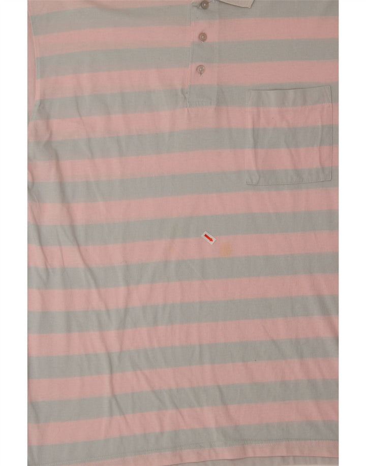 VINTAGE Mens Polo Shirt 2XL Pink Striped Vintage Vintage and Second-Hand Vintage from Messina Hembry 