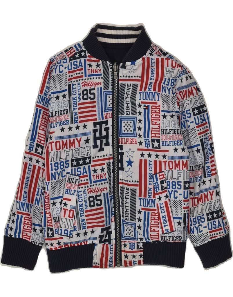 TOMMY HILFIGER Boys Reversible Jacket 4-5 Years Navy Blue Patchwork | Vintage Tommy Hilfiger | Thrift | Second-Hand Tommy Hilfiger | Used Clothing | Messina Hembry 