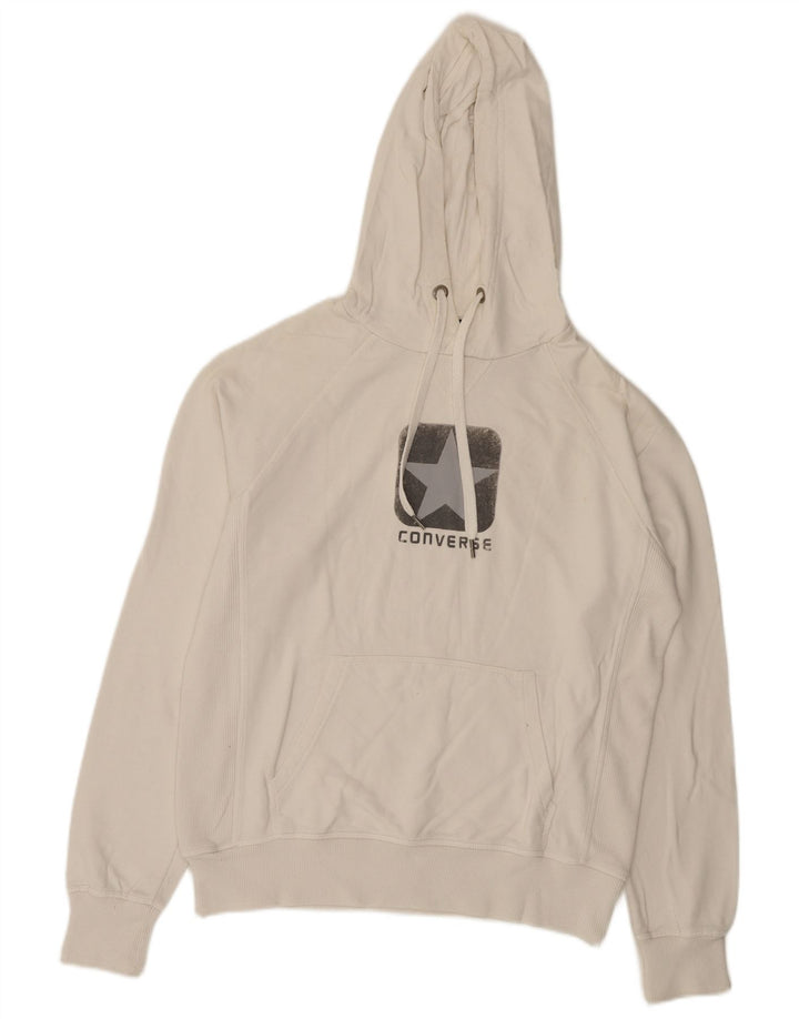 Converse Mens Graphic Hoodie Jumper Medium White Cotton