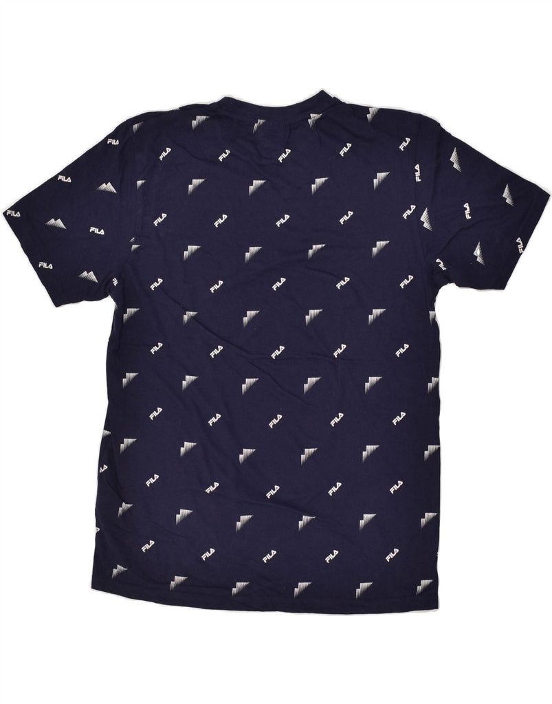 FILA Mens Graphic T-Shirt Top Small Navy Blue Geometric Cotton | Vintage Fila | Thrift | Second-Hand Fila | Used Clothing | Messina Hembry 