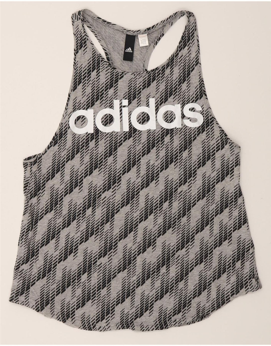 Adidas Womens Graphic Vest Top UK 12 Medium Grey Geometric