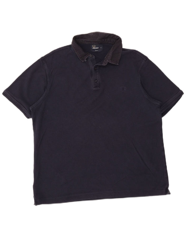Fred Perry Mens Slim Fit Polo Shirt XL Navy Blue Cotton