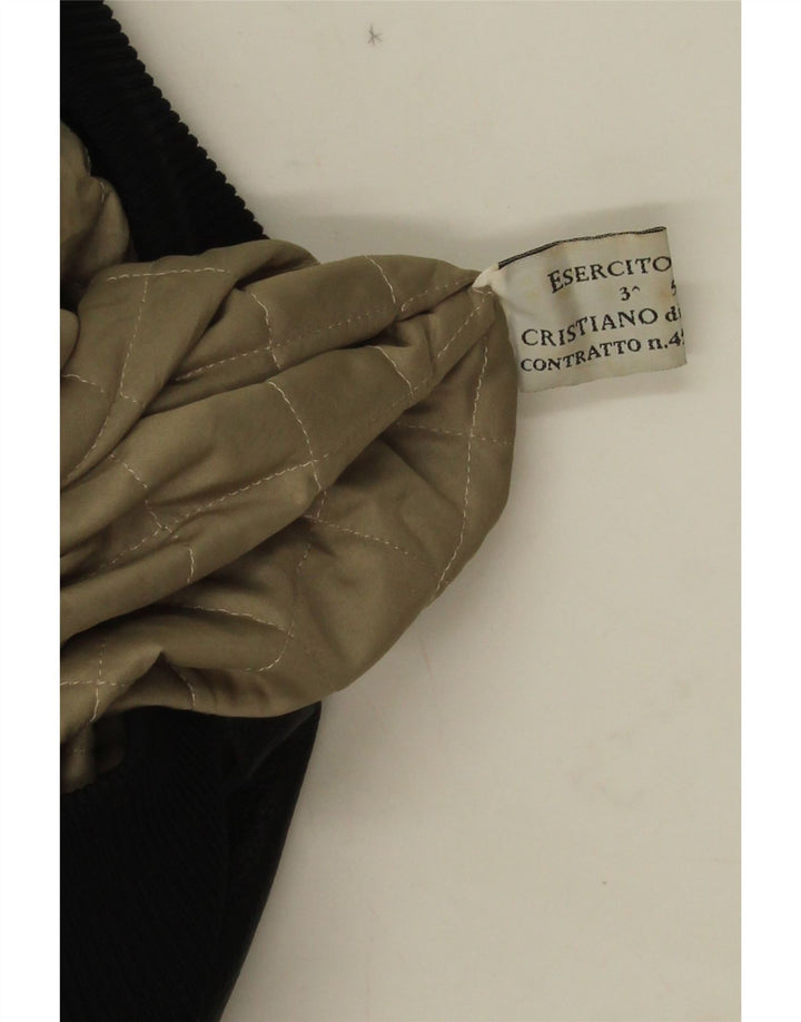 Esercito Mens Military Leather Jacket IT 52/54 XL Black Leather