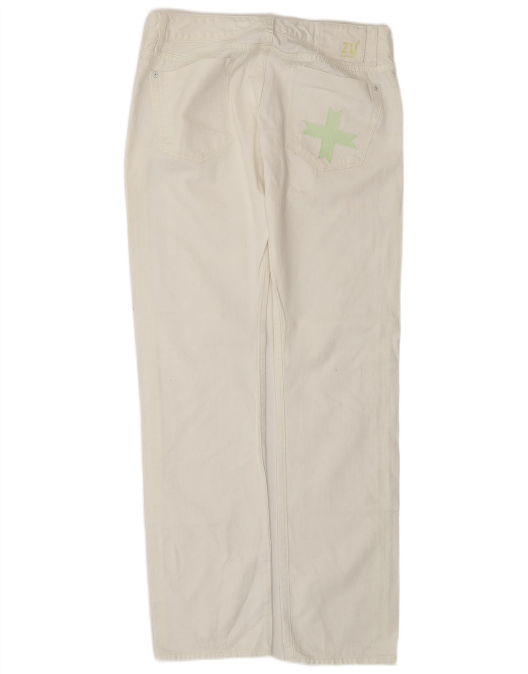 ZU ELEMENTS Womens Distressed Straight Jeans W32 L34 White Cotton