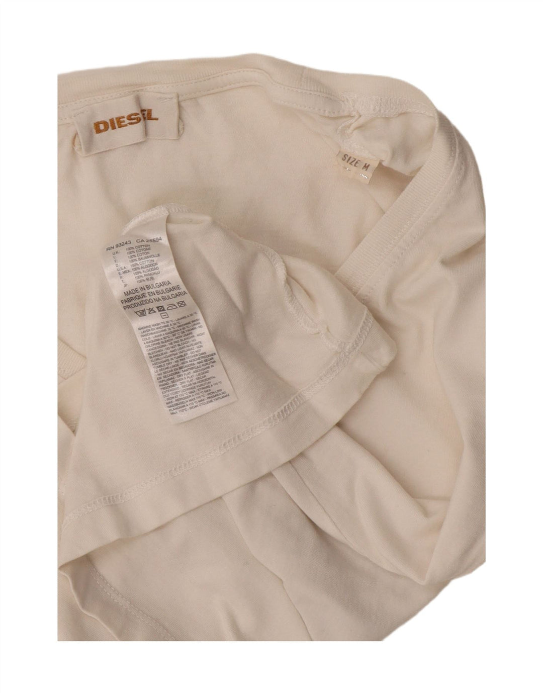 Diesel Womens Crop Graphic T-Shirt Top UK 12 Medium Off White Cotton