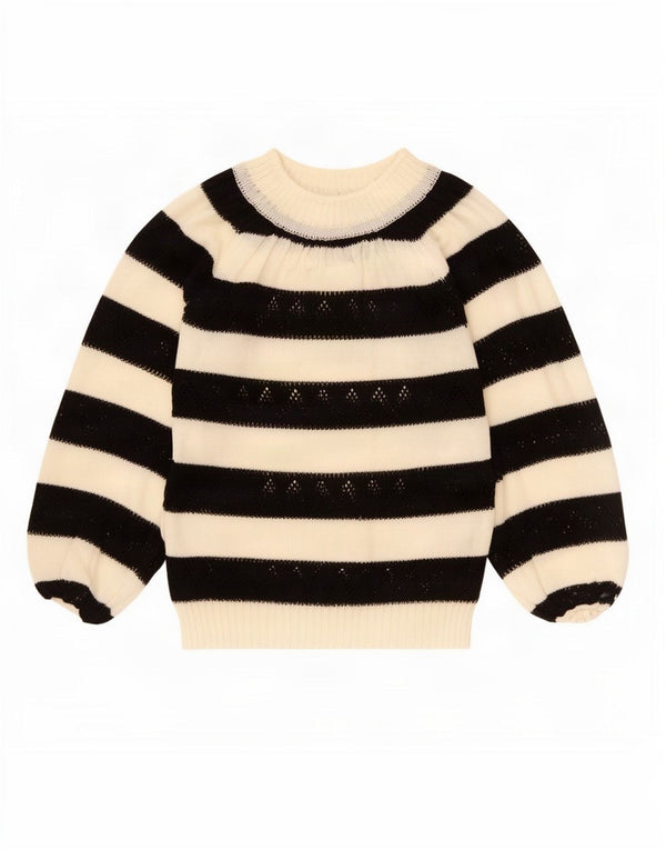 Vintage Womens Crew Neck Jumper Sweater UK 16 Large White Striped