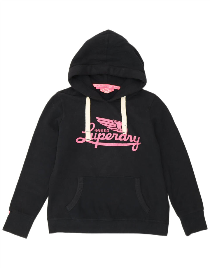 SUPERDRY Womens Graphic Hoodie Jumper UK 18 XL Black Cotton