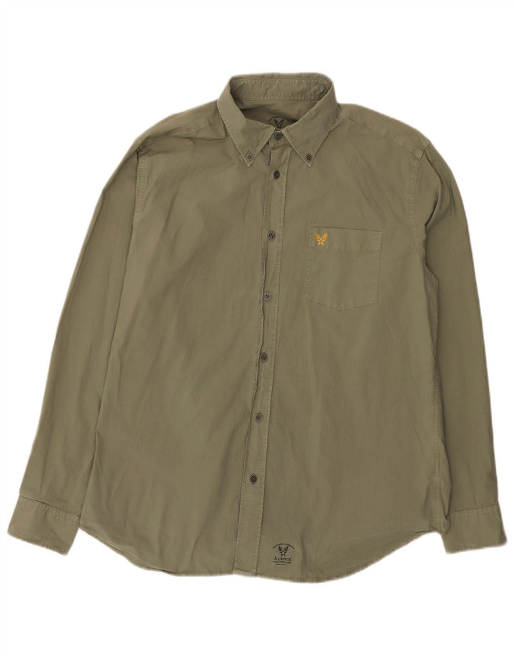 Avirex Mens Shirt XL Khaki Cotton