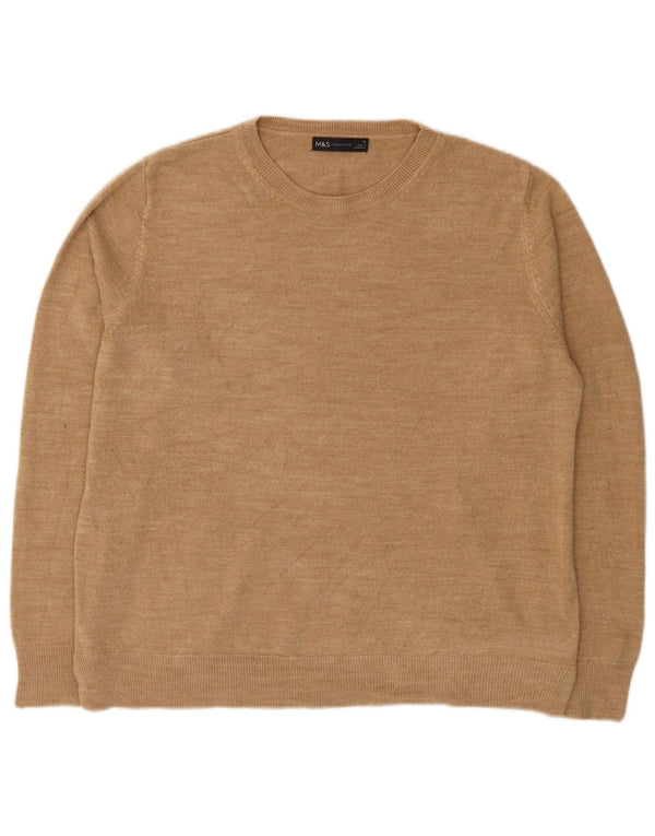 Marks & Spencer Womens Crew Neck Jumper Sweater UK 18 XL Beige Acrylic