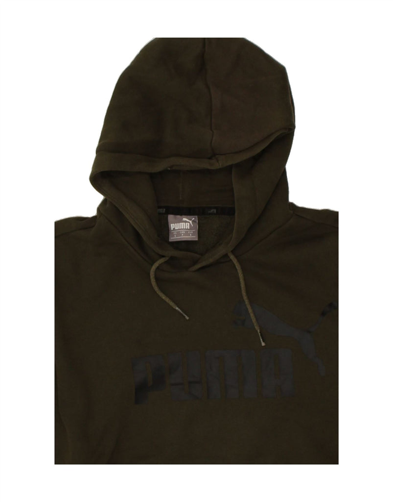 PUMA Mens Graphic Hoodie Jumper Small Khaki Cotton | Vintage Puma | Thrift | Second-Hand Puma | Used Clothing | Messina Hembry 