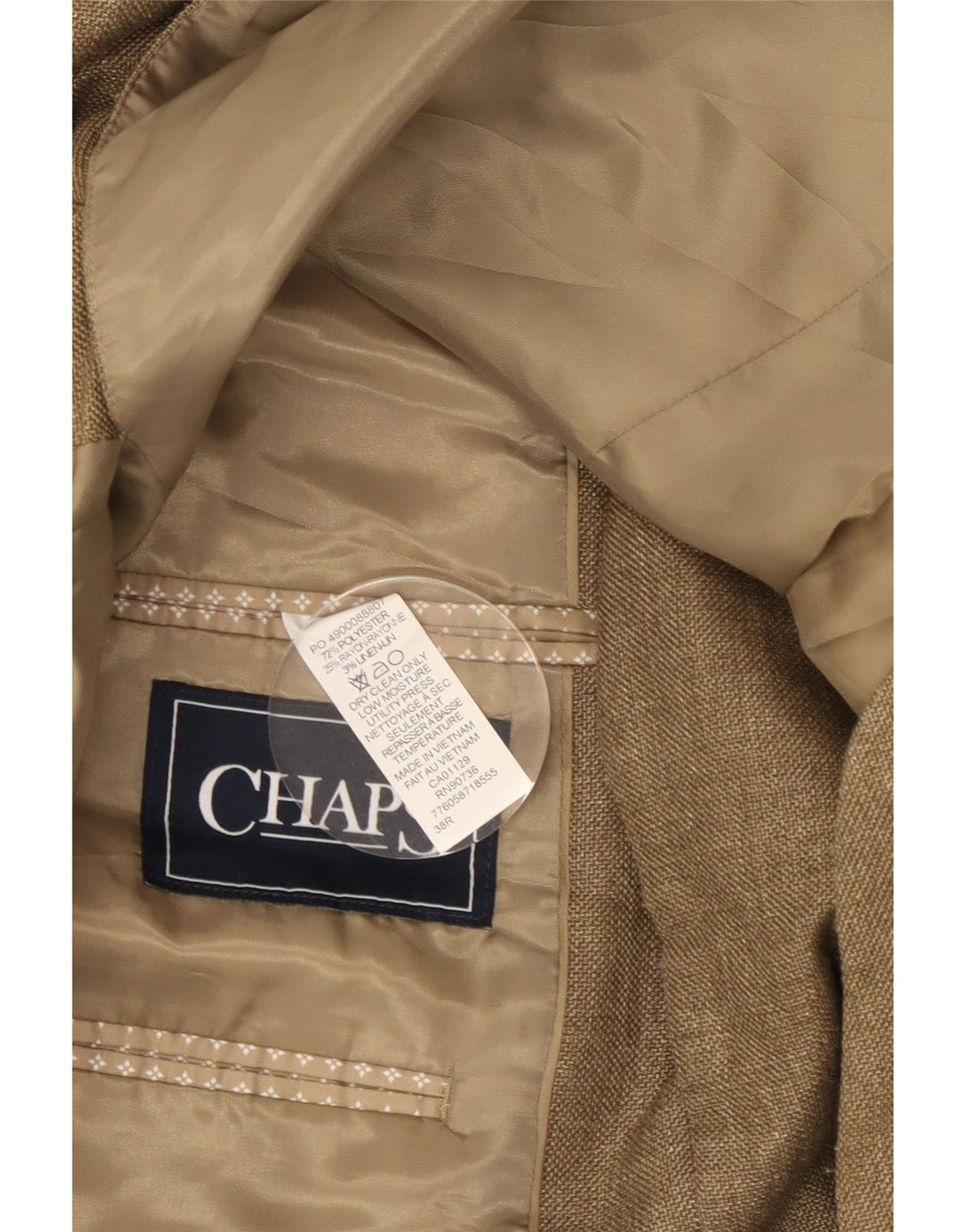 Chaps Mens 2 Button Blazer Jacket UK 38 Medium Beige Polyester