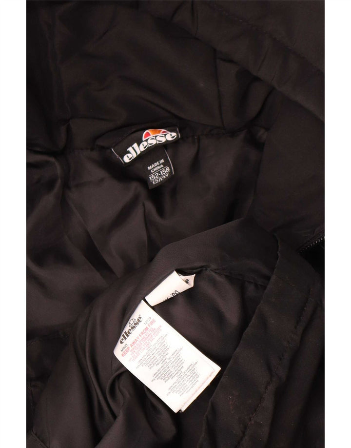 Ellesse Boys Hooded Padded Jacket 12-13 Years Black Polyester