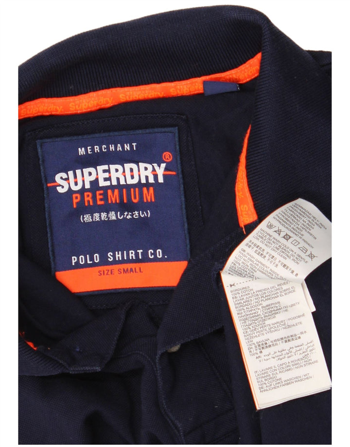 Superdry Mens Polo Shirt Small Navy Blue Cotton