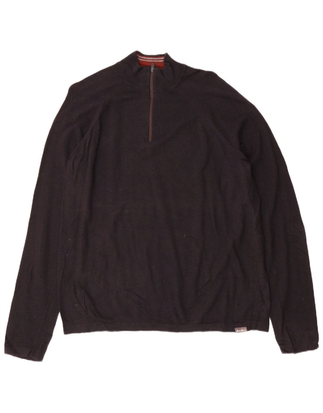 Eddie Bauer Mens Zip Neck Jumper Sweater Large Black Rayon