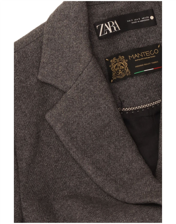 Zara Womens Manteco Overcoat UK 10 Small Grey