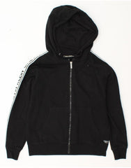 CALVIN KLEIN Womens Oversized Zip Hoodie Sweater UK 6 XS Black Colourblock