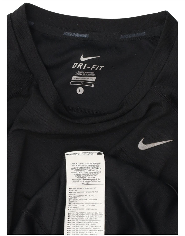 NIKE Mens Dri Fit T-Shirt Top Large Black Polyester
