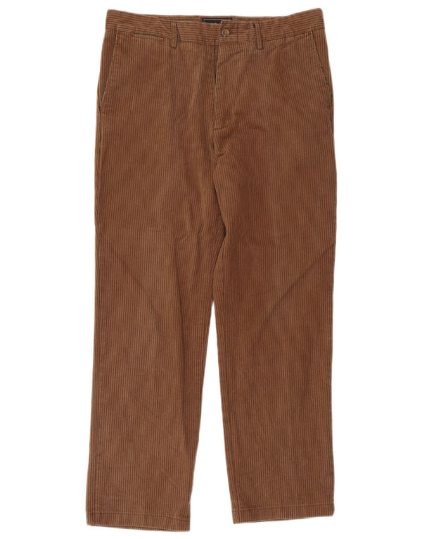 Marlboro Classics Mens Straight Chino Trousers W34 L29 Brown Pinstripe