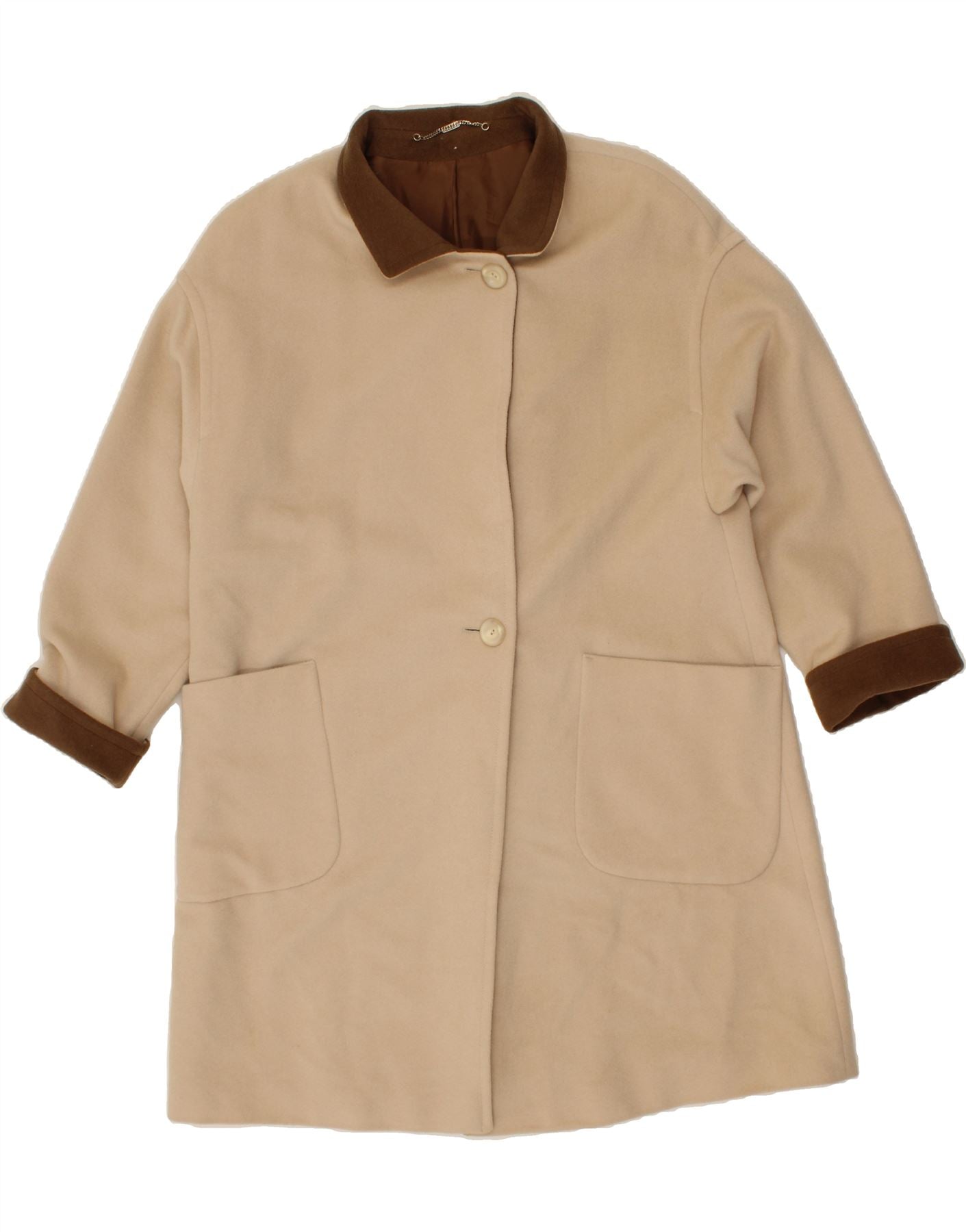 BASLER Womens Oversized Overcoat UK 10 Small Beige Colourblock