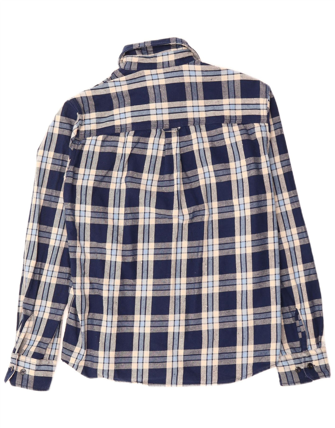 JACK & JONES Mens Flannel Shirt Medium Navy Blue Check Cotton