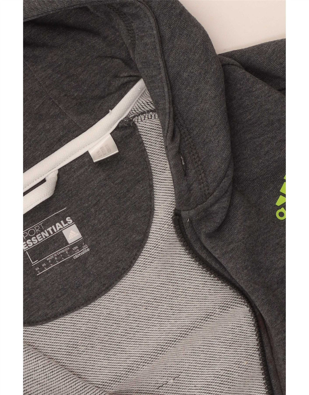 Adidas Mens Zip Hoodie Sweater Large Grey