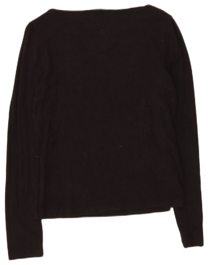 Ralph Lauren Womens Petite Top Long Sleeve UK 8 Small Black Rayon