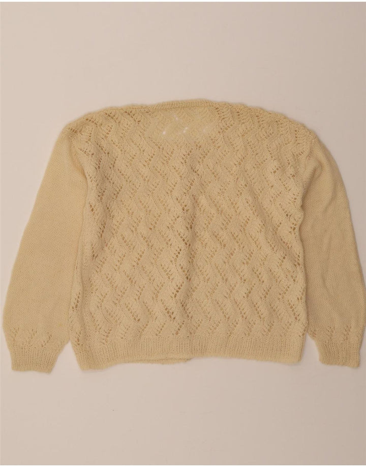 VINTAGE Womens Cardigan Sweater UK 14 Large Beige Vintage Vintage and Second-Hand Vintage from Messina Hembry 