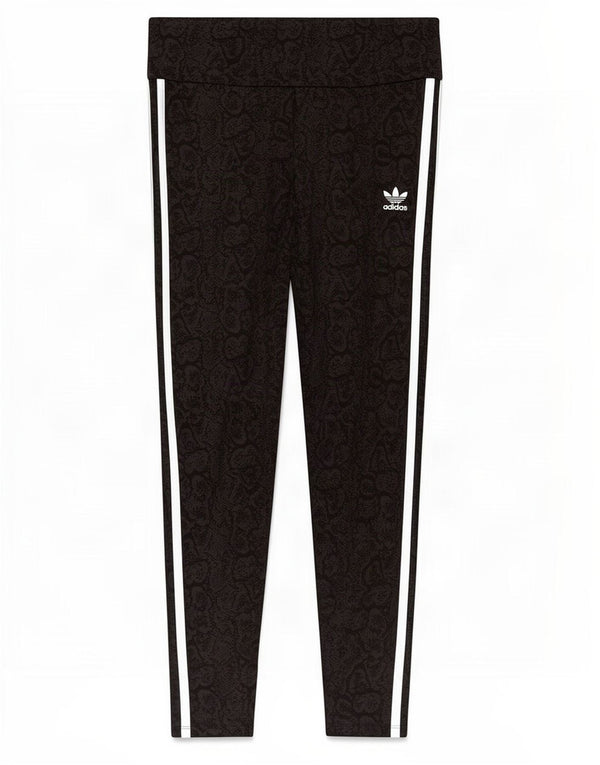 Adidas Womens Leggings UK 12/14 Medium Black Animal Print Cotton