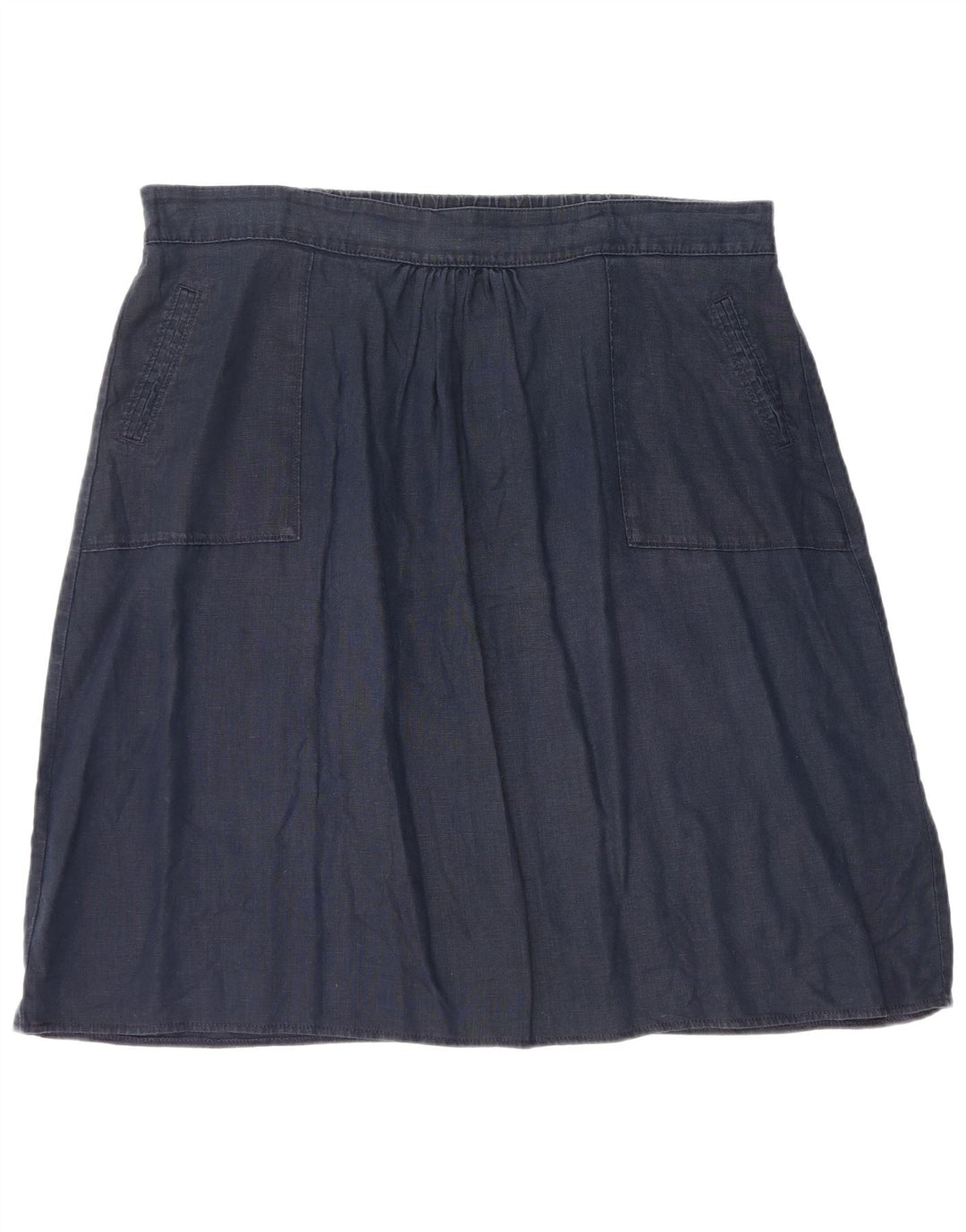 Marks & Spencer Womens A-Line Skirt W40 2XL Navy Blue Linen
