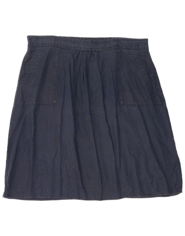 Marks & Spencer Womens A-Line Skirt W40 2XL Navy Blue Linen