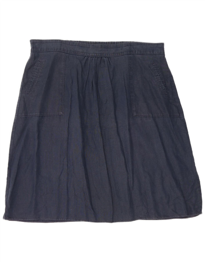 Marks & Spencer Womens A-Line Skirt W40 2XL Navy Blue Linen