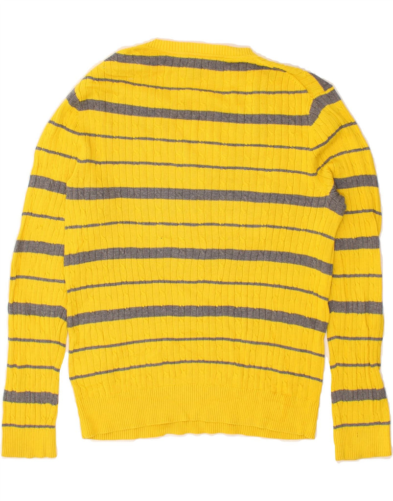 TOMMY HILFIGER Womens V-Neck Jumper Sweater UK 18 XL Yellow Striped Cotton | Vintage Tommy Hilfiger | Thrift | Second-Hand Tommy Hilfiger | Used Clothing | Messina Hembry 