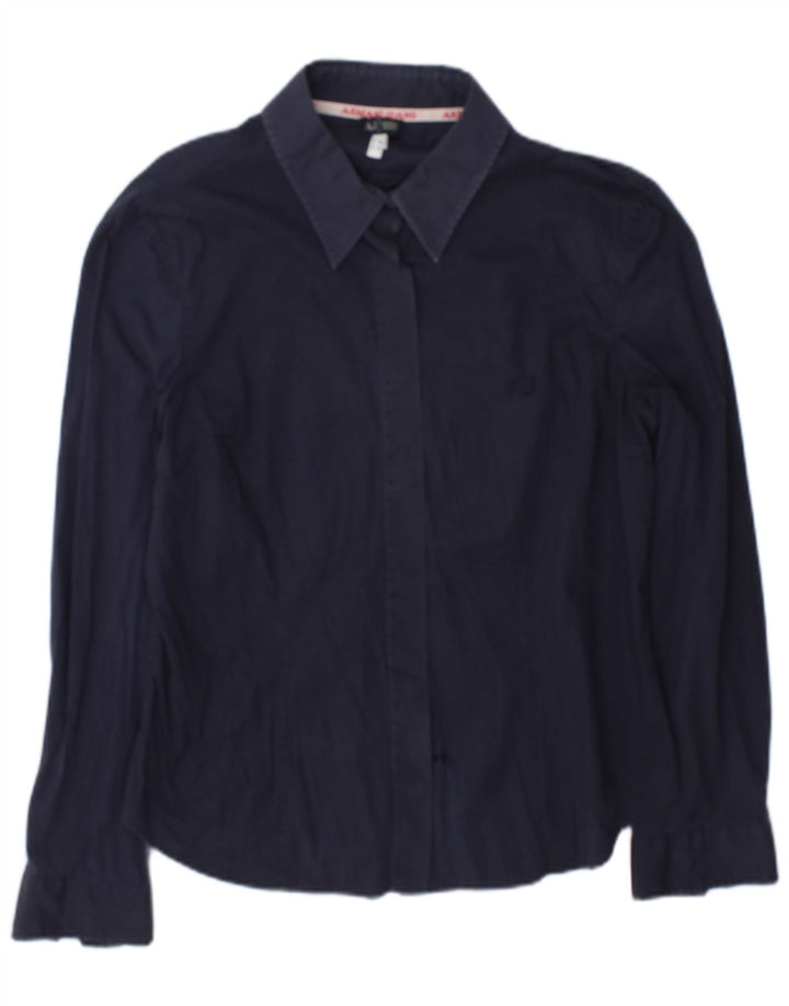 Armani Womens Shirt Large Navy Blue Cotton