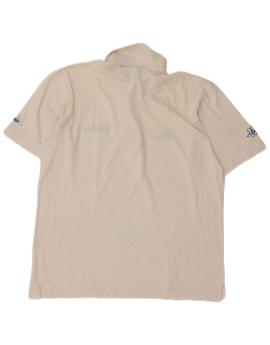 Sergio Tacchini Mens Olympic Games Polo Shirt Large White Cotton